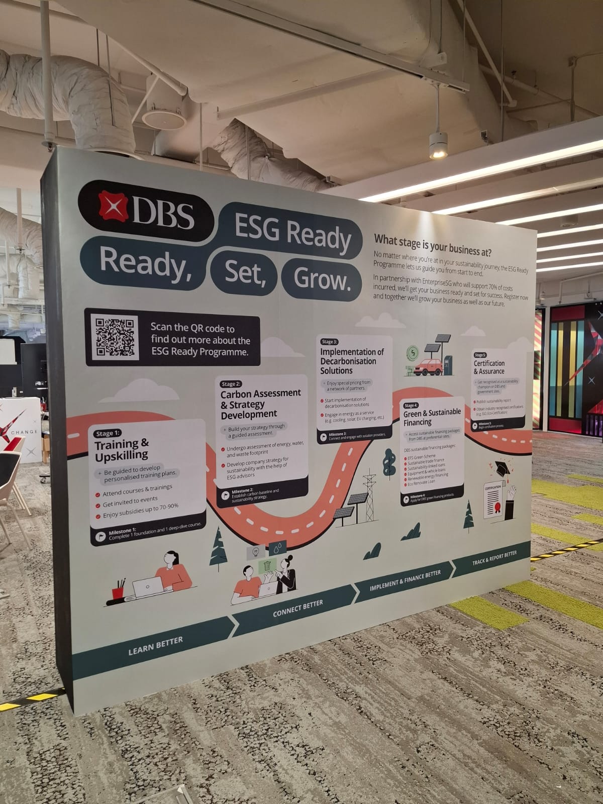 DBS Sustainability 2024 stage and backdrop at Sandcrawler
